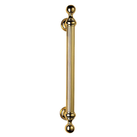 This is an image of a Carlisle Brass - Reeded Grip Pull Handle - Polished Brass that is availble to order from Trade Door Handles in Kendal.