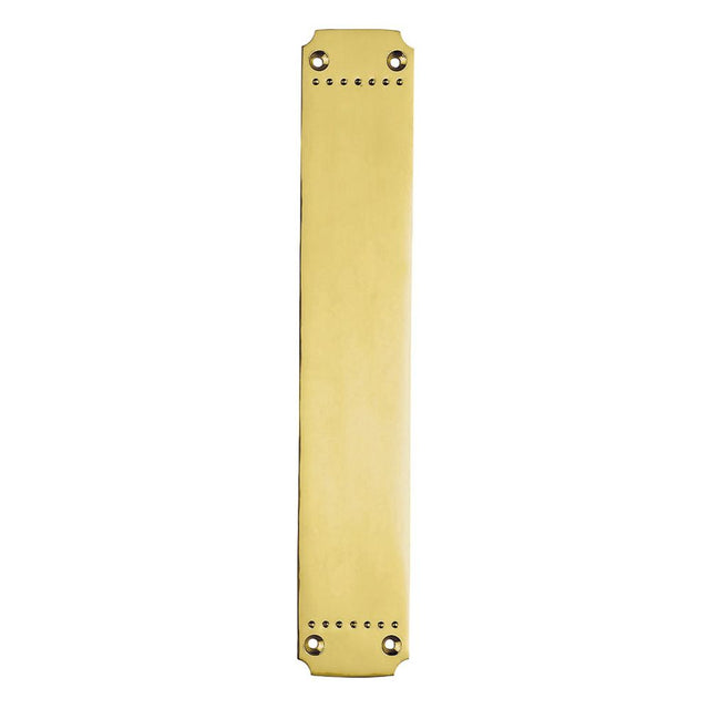 This is an image of a Carlisle Brass - Laurin Finger Plate - Polished Brass that is availble to order from Trade Door Handles in Kendal.