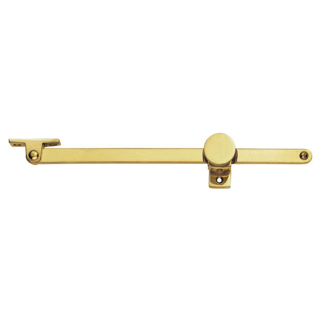 This is an image of a Carlisle Brass - Screw Down Pattern Casement Stay - Polished Brass that is availble to order from Trade Door Handles in Kendal.