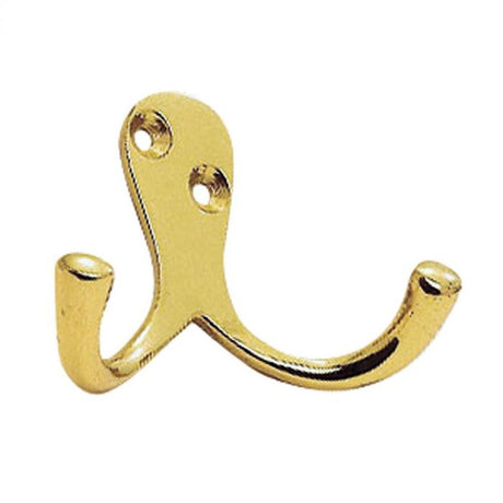 This is an image of a Carlisle Brass - Victorian Double Robe Hook - Polished Brass that is availble to order from Trade Door Handles in Kendal.