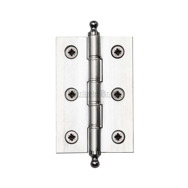 Heritage Brass Hinges Satin Chrome / Washered Hinges / 3" (76mm) Heritage Brass - 3" x 2" Hinge with Finial Satin Chrome Finish