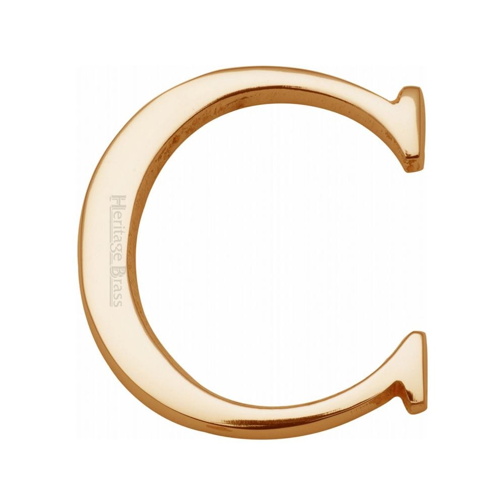 Heritage Brass Door Furniture Polished Brass / Letters / C Heritage Brass - Alphabet C Pin Fix 51mm (2") Polished Brass Finish