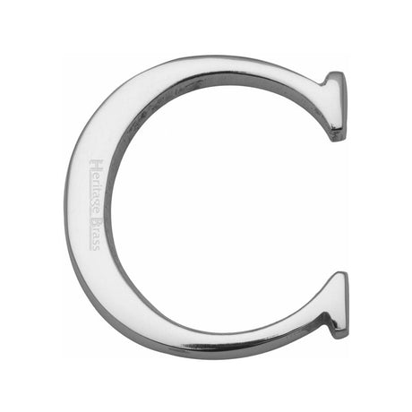 Heritage Brass Door Furniture Polished Chrome / Letters / C Heritage Brass - Alphabet C Pin Fix 51mm (2") Polished Chrome Finish
