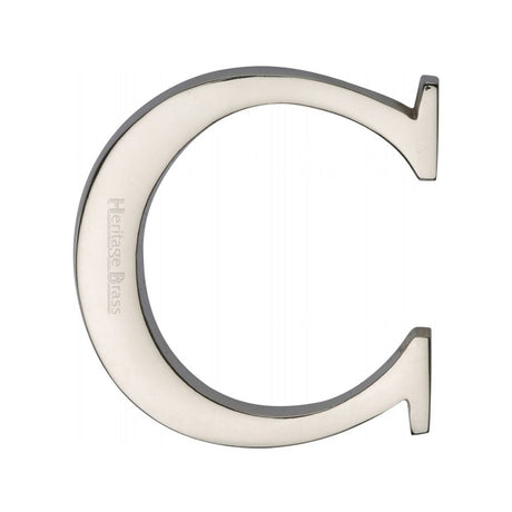 Heritage Brass Door Furniture Polished Nickel / Letters / C Heritage Brass - Alphabet C Pin Fix 51mm (2") Polished Nickel Finish