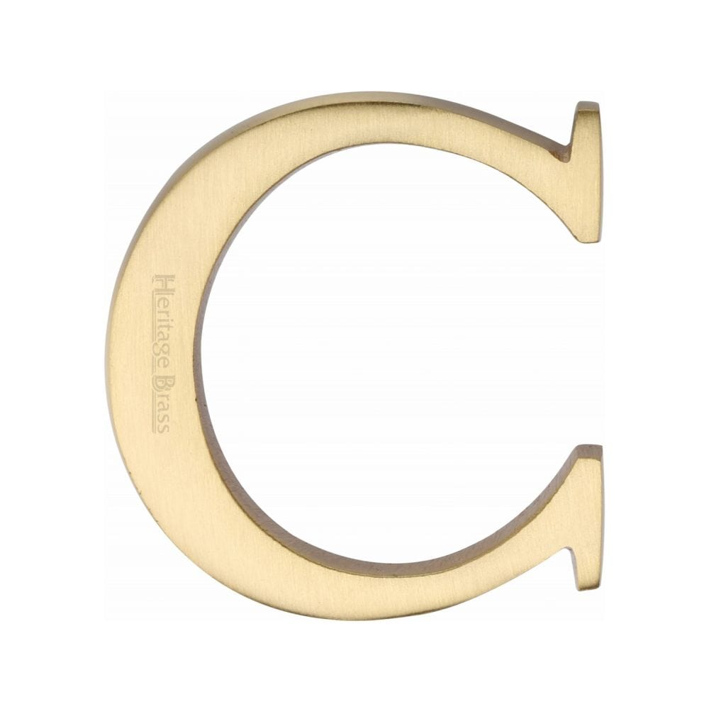 Heritage Brass Door Furniture Satin Brass / Letters / C Heritage Brass - Alphabet C Pin Fix 51mm (2") Satin Brass Finish