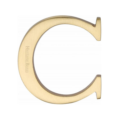 Heritage Brass Door Furniture Satin Brass / Letters / C Heritage Brass - Alphabet C Pin Fix 51mm (2") Satin Brass Finish