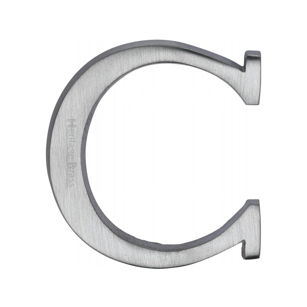 Heritage Brass Door Furniture Satin Chrome / Letters / C Heritage Brass - Alphabet C Pin Fix 51mm (2") Satin Chrome Finish