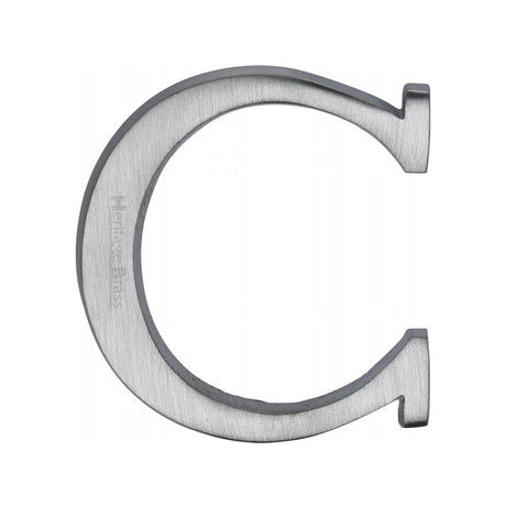 Heritage Brass Door Furniture Satin Chrome / Letters / C Heritage Brass - Alphabet C Pin Fix 51mm (2") Satin Chrome Finish