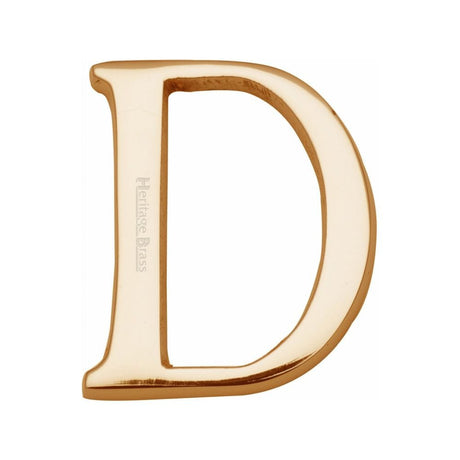 Heritage Brass Door Furniture Polished Brass / Letters / D Heritage Brass - Alphabet D Pin Fix 51mm (2") Polished Brass Finish