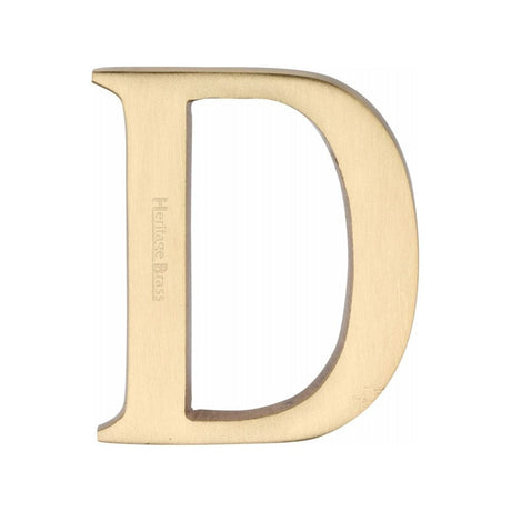 Heritage Brass Door Furniture Satin Brass / Letters / D Heritage Brass - Alphabet D Pin Fix 51mm (2") Satin Brass Finish