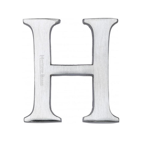 Heritage Brass Door Furniture Satin Chrome / Letters / H Heritage Brass - Alphabet H Pin Fix 51mm (2") Satin Chrome Finish