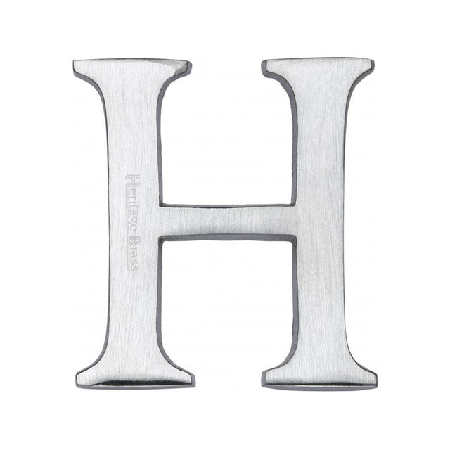 Heritage Brass Door Furniture Satin Chrome / Letters / H Heritage Brass - Alphabet H Pin Fix 51mm (2") Satin Chrome Finish