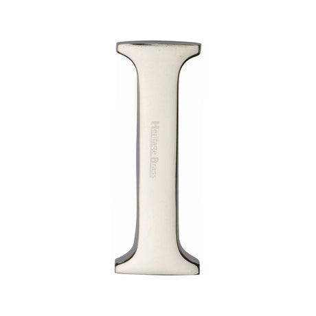 Heritage Brass Door Furniture Polished Nickel / Letters / I Heritage Brass - Alphabet I Pin Fix 51mm (2") Polished Nickel Finish