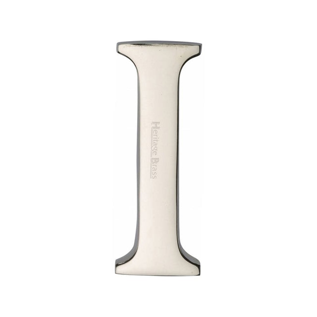 Heritage Brass Door Furniture Polished Nickel / Letters / I Heritage Brass - Alphabet I Pin Fix 51mm (2") Polished Nickel Finish