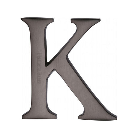 Heritage Brass Door Furniture Matt Bronze / Letters / K Heritage Brass - Alphabet K Pin Fix 51mm (2") Matt Bronze Finish