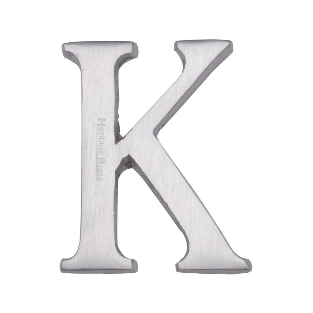 Heritage Brass Door Furniture Satin Chrome / Letters / K Heritage Brass - Alphabet K Pin Fix 51mm (2") Satin Chrome Finish