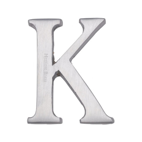 Heritage Brass Door Furniture Satin Chrome / Letters / K Heritage Brass - Alphabet K Pin Fix 51mm (2") Satin Chrome Finish