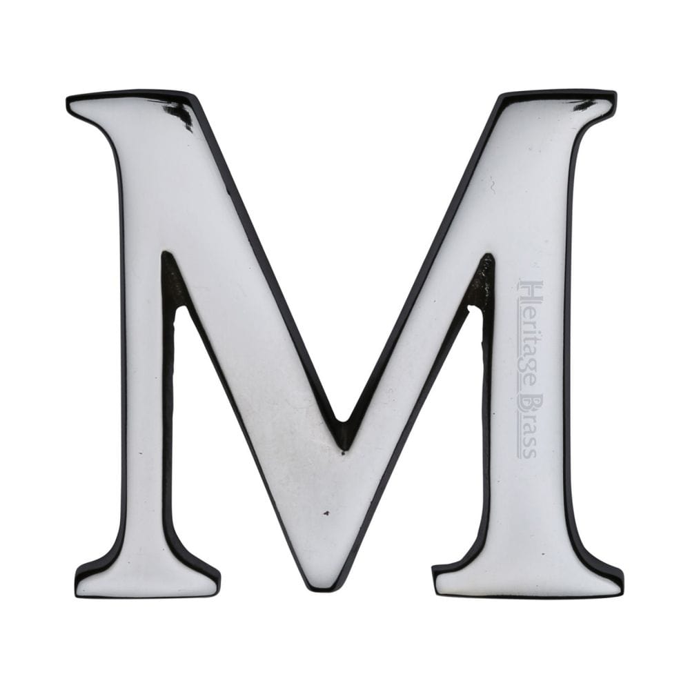 Heritage Brass Door Furniture Polished Chrome / Letters / M Heritage Brass - Alphabet M Pin Fix 51mm (2") Polished Chrome Finish