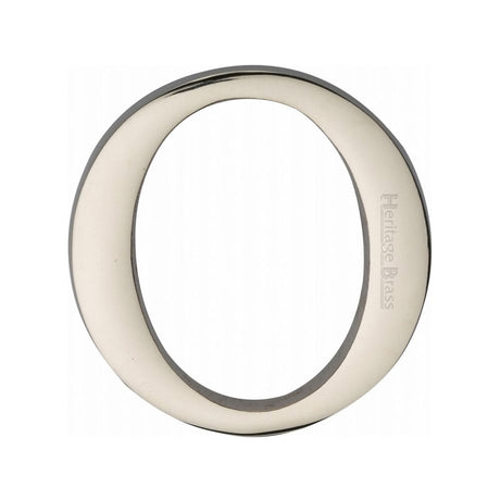 Heritage Brass Door Furniture Polished Nickel / Letters / O Heritage Brass - Alphabet O Pin Fix 51mm (2") Polished Nickel Finish
