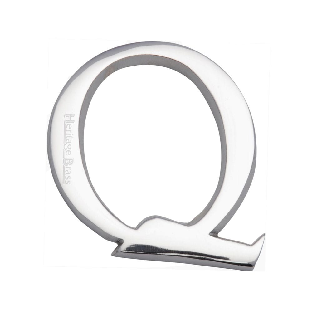 Heritage Brass Door Furniture Polished Chrome / Letters / Q Heritage Brass - Alphabet Q Pin Fix 51mm (2") Polished Chrome Finish