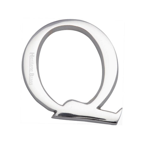 Heritage Brass Door Furniture Polished Chrome / Letters / Q Heritage Brass - Alphabet Q Pin Fix 51mm (2") Polished Chrome Finish