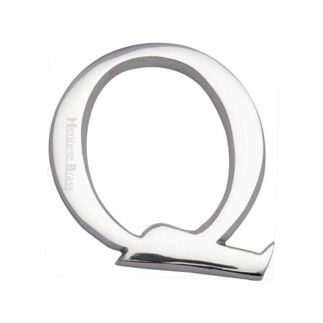 Heritage Brass Door Furniture Polished Chrome / Letters / Q Heritage Brass - Alphabet Q Pin Fix 51mm (2") Polished Chrome Finish