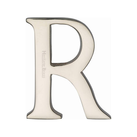 Heritage Brass Door Furniture Polished Nickel / Letters / R Heritage Brass - Alphabet R Pin Fix 51mm (2") Polished Nickel Finish