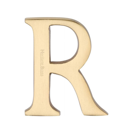 Heritage Brass Door Furniture Satin Brass / Letters / R Heritage Brass - Alphabet R Pin Fix 51mm (2") Satin Brass Finish