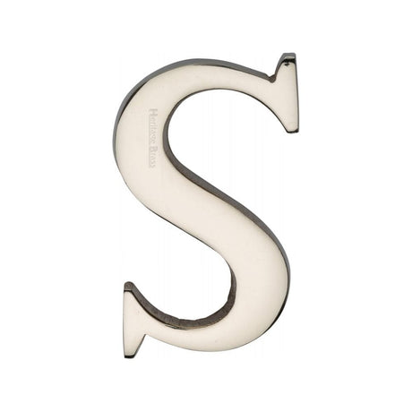 Heritage Brass Door Furniture Polished Nickel / Letters / S Heritage Brass - Alphabet S Pin Fix 51mm (2") Polished Nickel Finish