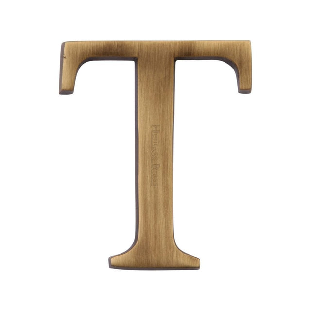 Heritage Brass Door Furniture Antique Brass / Letters / T Heritage Brass - Alphabet T Pin Fix 51mm (2") Antique Brass Finish