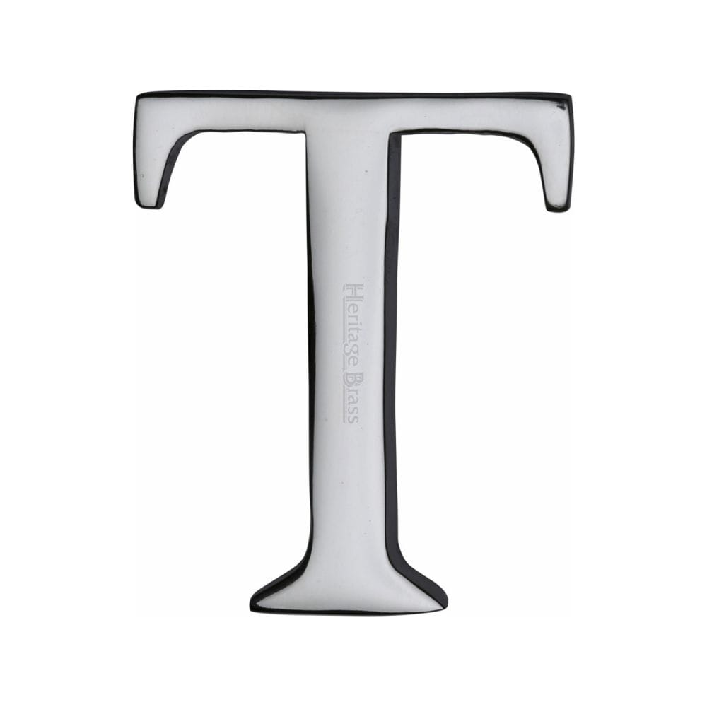 Heritage Brass Door Furniture Polished Chrome / Letters / T Heritage Brass - Alphabet T Pin Fix 51mm (2") Polished Chrome Finish