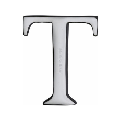 Heritage Brass Door Furniture Polished Chrome / Letters / T Heritage Brass - Alphabet T Pin Fix 51mm (2") Polished Chrome Finish