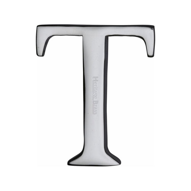 Heritage Brass Door Furniture Polished Chrome / Letters / T Heritage Brass - Alphabet T Pin Fix 51mm (2") Polished Chrome Finish