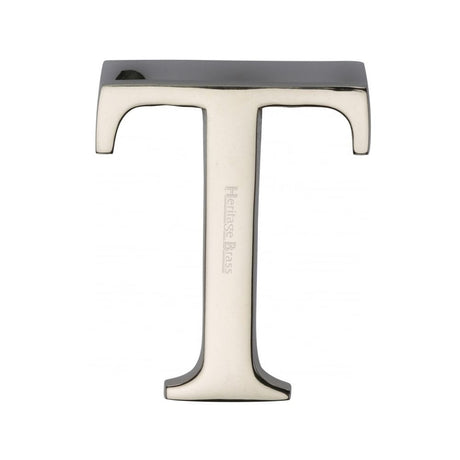 Heritage Brass Door Furniture Polished Nickel / Letters / T Heritage Brass - Alphabet T Pin Fix 51mm (2") Polished Nickel Finish