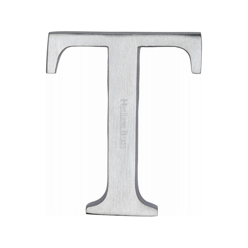 Heritage Brass Door Furniture Satin Chrome / Letters / T Heritage Brass - Alphabet T Pin Fix 51mm (2") Satin Chrome Finish