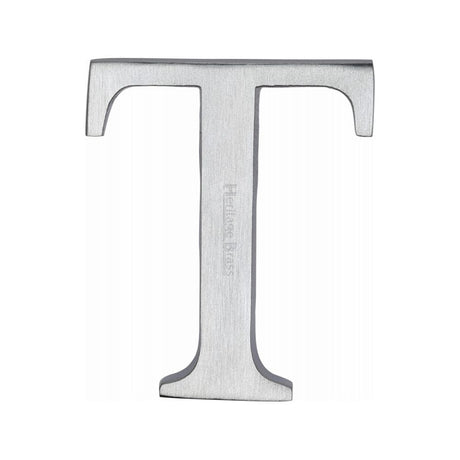 Heritage Brass Door Furniture Satin Chrome / Letters / T Heritage Brass - Alphabet T Pin Fix 51mm (2") Satin Chrome Finish