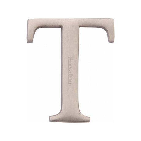 Heritage Brass Door Furniture Satin Nickel / Letters / T Heritage Brass - Alphabet T Pin Fix 51mm (2") Satin Nickel Finish