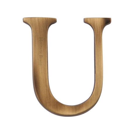 Heritage Brass Door Furniture Antique Brass / Letters / U Heritage Brass - Alphabet U Pin Fix 51mm (2") Antique Brass Finish