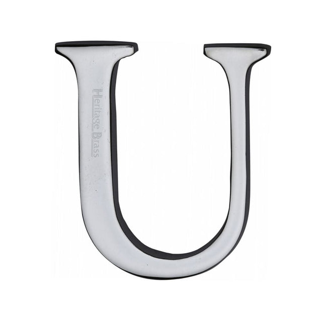 Heritage Brass Door Furniture Polished Chrome / Letters / U Heritage Brass - Alphabet U Pin Fix 51mm (2") Polished Chrome Finish