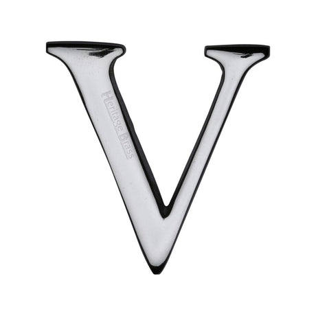 Heritage Brass Door Furniture Polished Chrome / Letters / V Heritage Brass - Alphabet V Pin Fix 51mm (2") Polished Chrome Finish