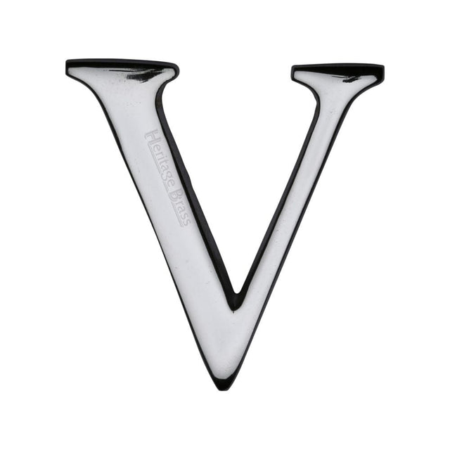 Heritage Brass Door Furniture Polished Chrome / Letters / V Heritage Brass - Alphabet V Pin Fix 51mm (2") Polished Chrome Finish