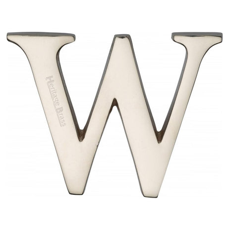 Heritage Brass Door Furniture Polished Nickel / Letters / W Heritage Brass - Alphabet W Pin Fix 51mm (2") Polished Nickel Finish