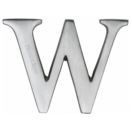 Heritage Brass Door Furniture Satin Chrome / Letters / W Heritage Brass - Alphabet W Pin Fix 51mm (2") Satin Chrome Finish