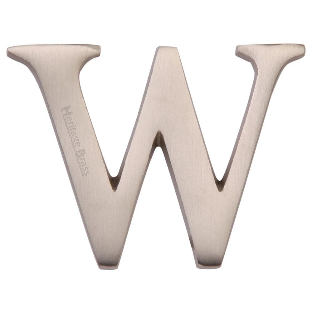 Heritage Brass Door Furniture Satin Nickel / Letters / W Heritage Brass - Alphabet W Pin Fix 51mm (2") Satin Nickel Finish