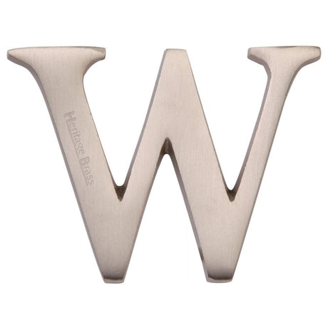 Heritage Brass Door Furniture Satin Nickel / Letters / W Heritage Brass - Alphabet W Pin Fix 51mm (2") Satin Nickel Finish