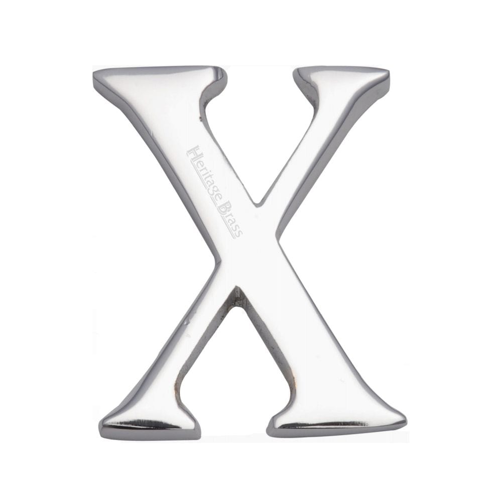 Heritage Brass Door Furniture Polished Chrome / Letters / X Heritage Brass - Alphabet X Pin Fix 51mm (2") Polished Chrome Finish