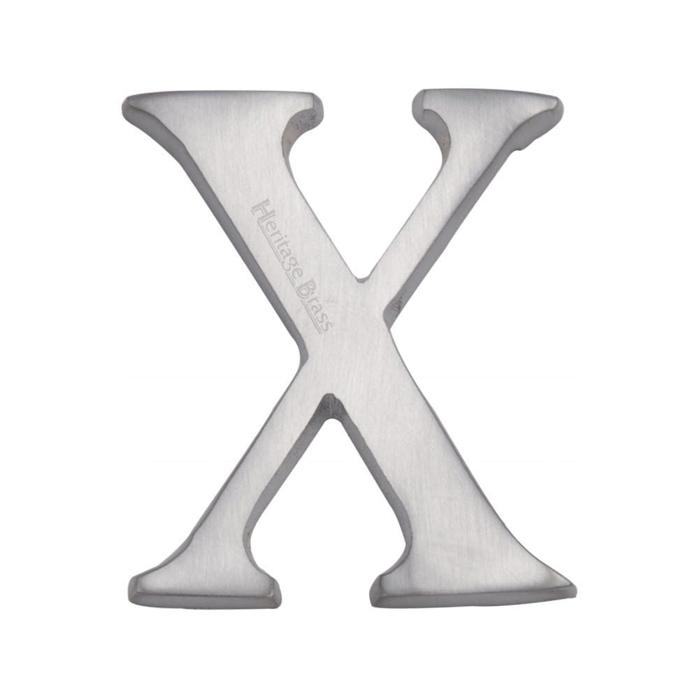 Heritage Brass Door Furniture Satin Chrome / Letters / X Heritage Brass - Alphabet X Pin Fix 51mm (2") Satin Chrome Finish