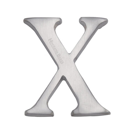 Heritage Brass Door Furniture Satin Chrome / Letters / X Heritage Brass - Alphabet X Pin Fix 51mm (2") Satin Chrome Finish