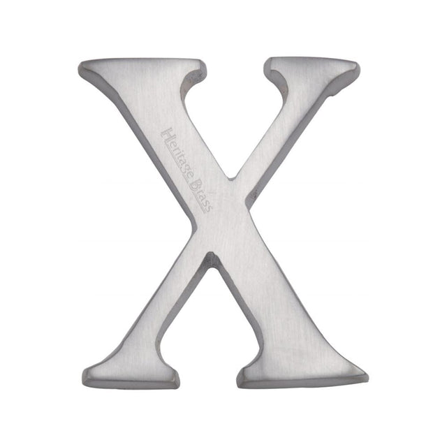 Heritage Brass Door Furniture Satin Chrome / Letters / X Heritage Brass - Alphabet X Pin Fix 51mm (2") Satin Chrome Finish