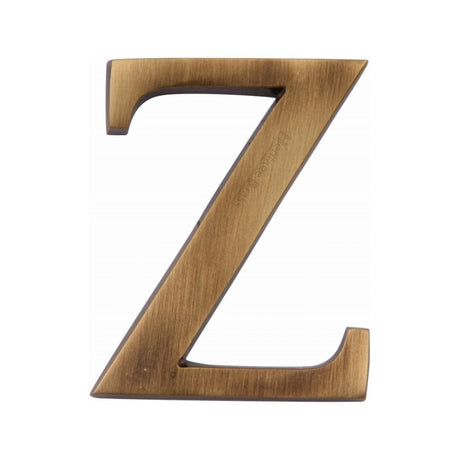 Heritage Brass Door Furniture Antique Brass / Letters / Z Heritage Brass - Alphabet Z Pin Fix 51mm (2") Antique Brass Finish